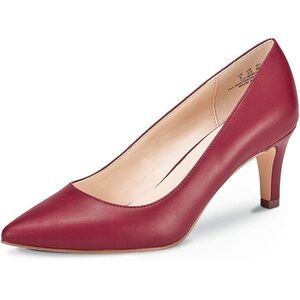 JENN ARDOR Women's Low Heels Ladies Closed Pointed Toe Mid Kitten Heel